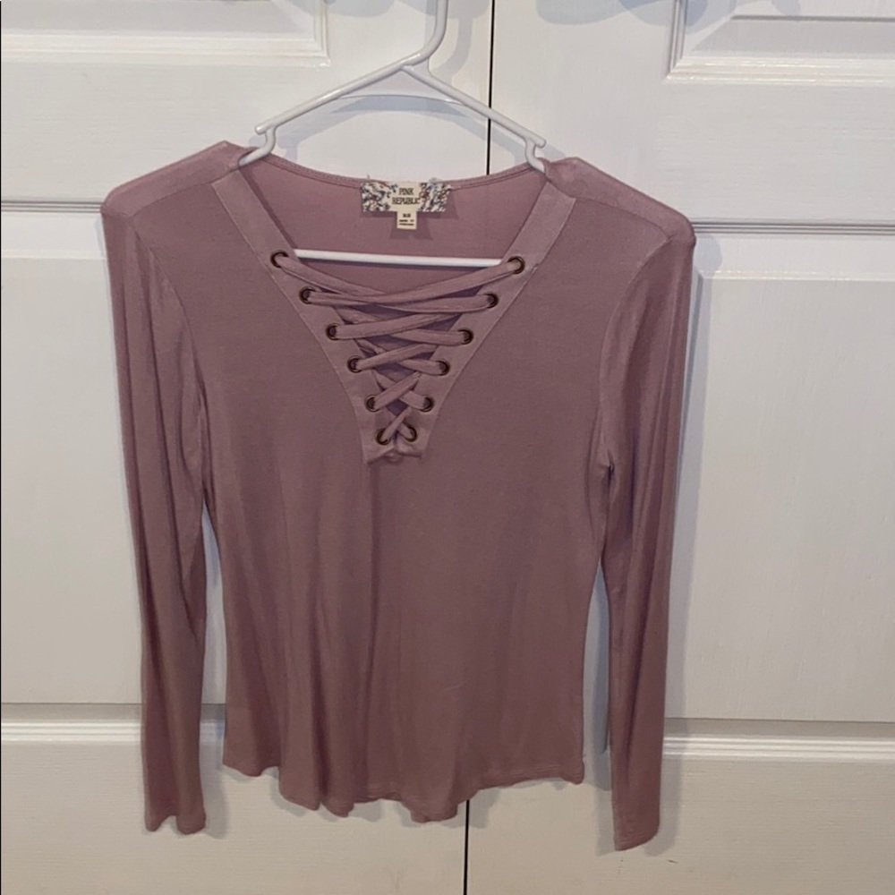 long sleeve shirt criss cross v neck